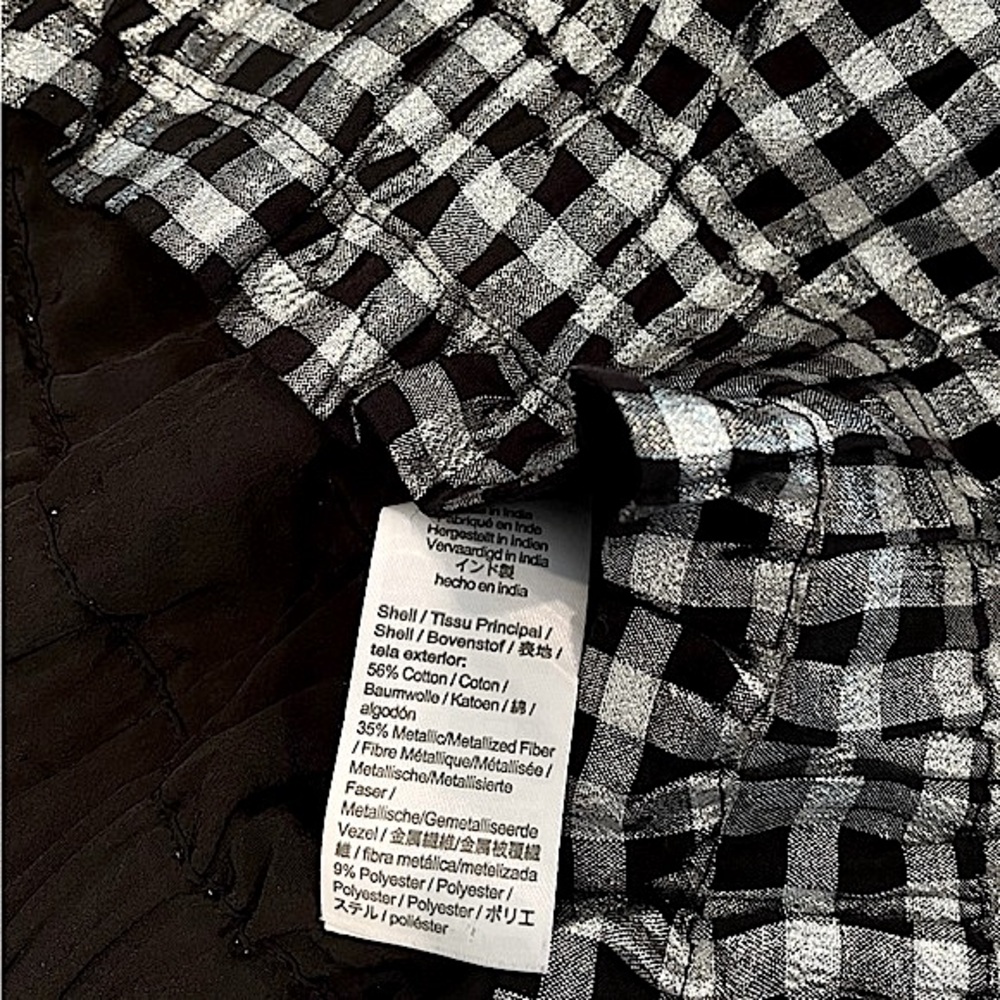 NEW J.Crew metallic silver and black gingham paper bag waist skirt - Picture 7 of 7
